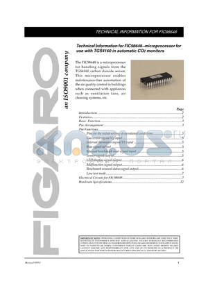 FIC98648 datasheet - Microprocessor for use with TGS4160 in automatic CO2 monitors