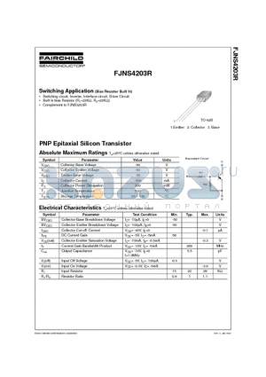 FJNS4203R datasheet - PNP Epitaxial Silicon Transistor