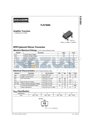 FJV1845 datasheet - NPN Epitaxial Silicon Transistor