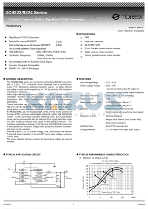 XC9223_04 datasheet - 1A Driver Transistor Built-In Step-Down DC/DC Converters