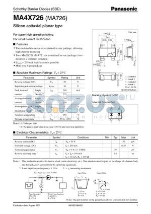 MA4X726 datasheet - Schottky Barrier Diodes (SBD)