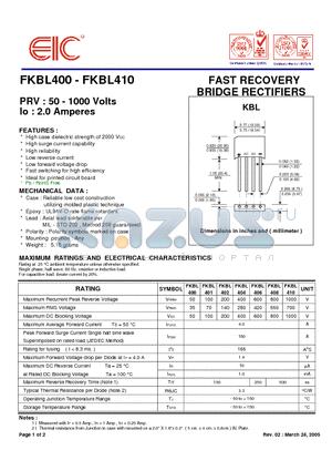 FKBL410 datasheet - FAST RECOVERY