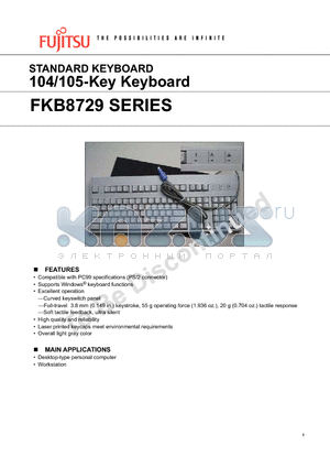 FKB8729-601 datasheet - STANDARD KEYBOARD 104/105-Key Keyboard