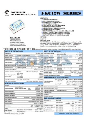 FKC12-24S05W datasheet - 12 WATTS OUTPUT POWER