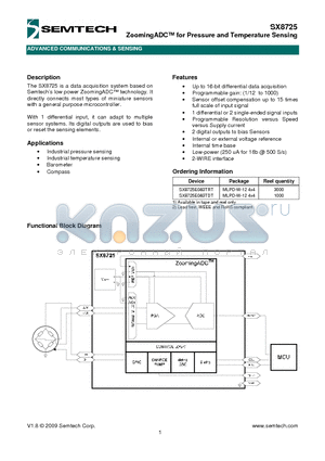 SX8725E083TDT datasheet - ZoomingADC for Pressure and Temperature Sensing
