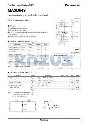 MA6D49 datasheet - Silicon planar type (cathode common)