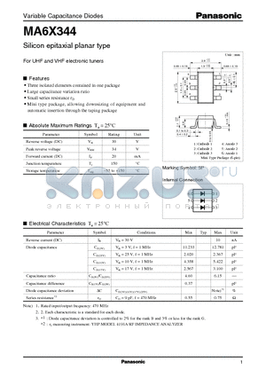 MA6X344 datasheet - Silicon epitaxial planar type