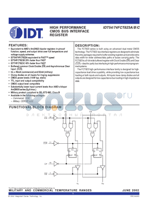 IDT74823ALSO datasheet - HIGH PERFORMANCE CMOS BUS INTERFACE REGISTER