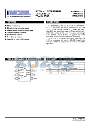 SY100ELT23LZC datasheet - 3.3V DUAL DIFFERENTIAL LVPECL-to-LVTTL TRANSLATOR