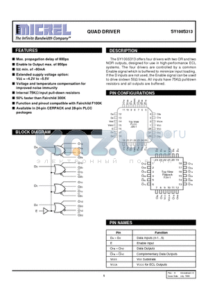 SY100S313FC datasheet - QUAD DRIVER