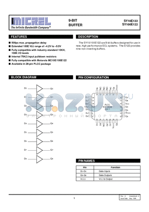 SY10E122JI datasheet - 9-BIT BUFFER