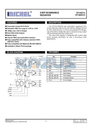 SY10E212JZ datasheet - 3-BIT SCANNABLE REGISTER