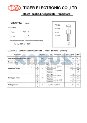 MAC97A6 datasheet - TO-92 Plastic-Encapsulate Transistors