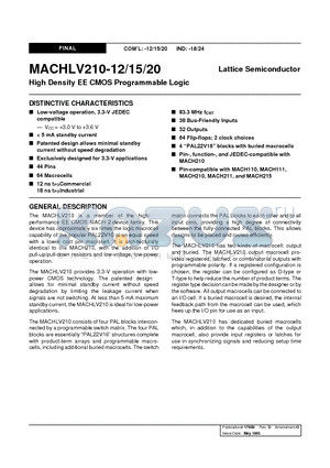 MACHLV210-15JC datasheet - High Density EE CMOS Programmable Logic