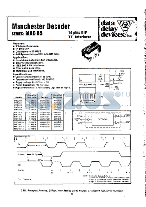 MAD-85 datasheet - Manchester Decorder