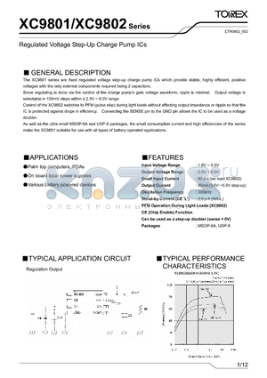 XC9801B603KL datasheet - Regulated Voltage Step-Up Charge Pump ICs