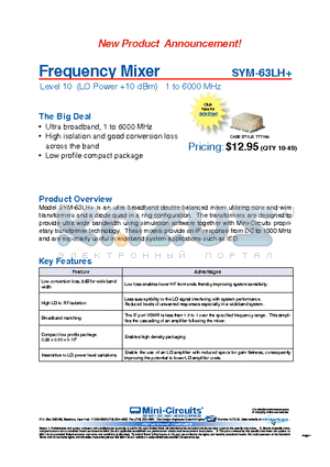 SYM-63LH+ datasheet - Frequency Mixer