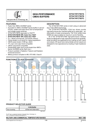 IDT74FCT827AE datasheet - HIGH-PERFORMANCE CMOS BUFFERS