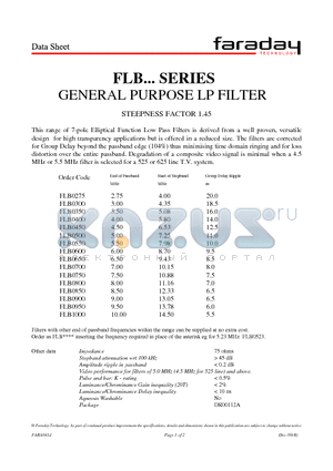 FLB0400 datasheet - GENERAL PURPOSE LP FILTER