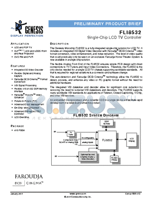 FLI8532 datasheet - Single-Chip LCD TV Controller