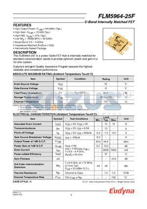 FLM5964-25F datasheet - C-Band Internally Matched FET