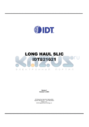 IDT821621 datasheet - LONG HAUL SLIC