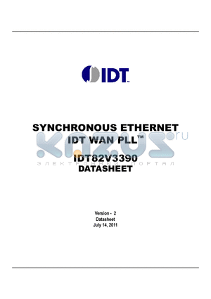 IDT82V3390 datasheet - SYNCHRONOUS ETHERNET IDT WAN PLL
