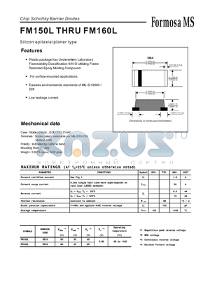 FM160L datasheet - Chip Schottky Barrier Diodes - Silicon epitaxial planer type