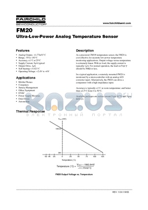 FM20 datasheet - Ultra-Low-Power Analog Temperature Sensor