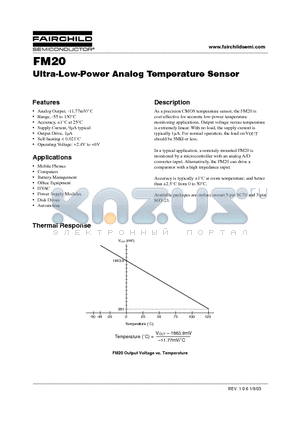 FM20P5X datasheet - Ultra-Low-Power Analog Temperature Sensor