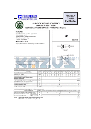 FM220A_12 datasheet - SURFACE MOUNT SCHOTTKY BARRIER RECTIFIER