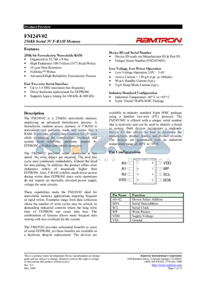 FM24V02-G datasheet - 256Kb Serial 3V F-RAM Memory