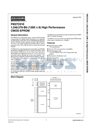 FM27C010N90 datasheet - 1,048,576-Bit 128K x 8 High Performance CMOS EPROM