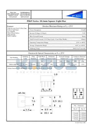 PB69-LBRY01 datasheet - 10.1mm Square Light Bar