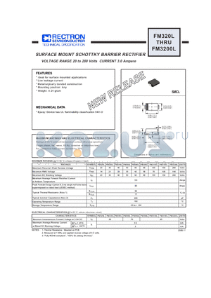 FM320L datasheet - SURFACE MOUNT SCHOTTKY BARRIER RECTIFIER VOLTAGE RANGE 20 to 200 Volts CURRENT 3.0 Ampere