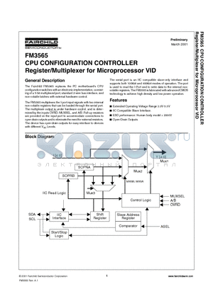 FM3565M20 datasheet - CPU CONFIGURATION CONTROLLER Register/Multiplexer for Microprocessor VID