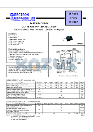 IFR802 datasheet - FAST RECOVERY GLASS PASSIVATED RECTIFIER