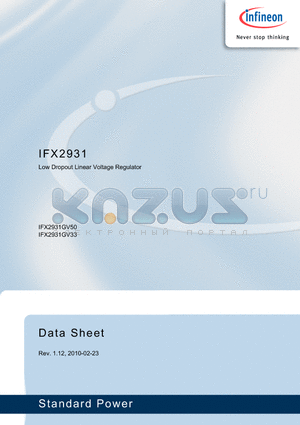 IFX2931GV33 datasheet - Low Dropout Linear Voltage Regulator