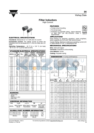 IH-10 datasheet - Filter Inductors