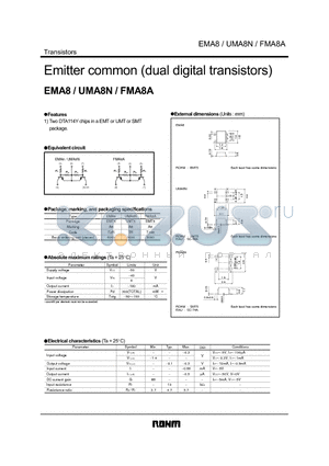FMA8A datasheet - Emitter common (dual digital transistors)