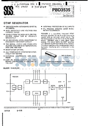 PBD3535 datasheet - DTMF Generator
