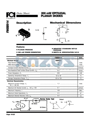 FMBB914 datasheet - 200 mW EPITAXIAL PLANAR DIODES