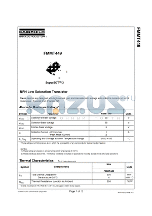 FMMT449 datasheet - NPN Low Saturation Transistor