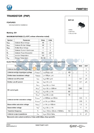 FMMT591 datasheet - TRANSISTOR (PNP)