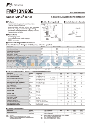 FMP13N60E datasheet - N-CHANNEL SILICON POWER MOSFET