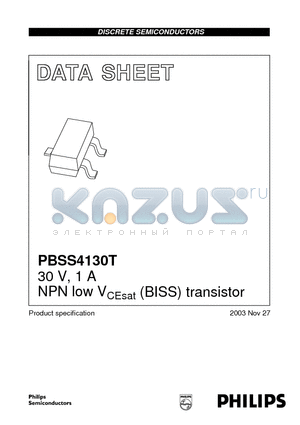 PBSS4130T datasheet - 30 V, 1 A NPN low VCEsat (BISS) transistor