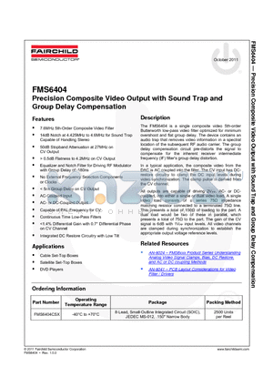 FMS6404 datasheet - Precision Composite Video Output with Sound Trap and Group Delay Compensation