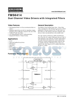 FMS6414CS datasheet - Dual Channel Video Drivers with Integrated Filters