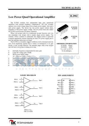 IL2902D datasheet - Low Power Quad Operational Amplifier