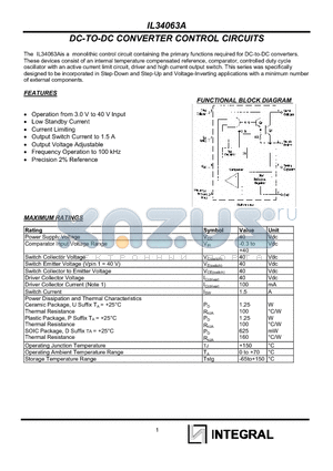 IL34063A datasheet - DC-TO-DC CONVERTER CONTROL CIRCUITS